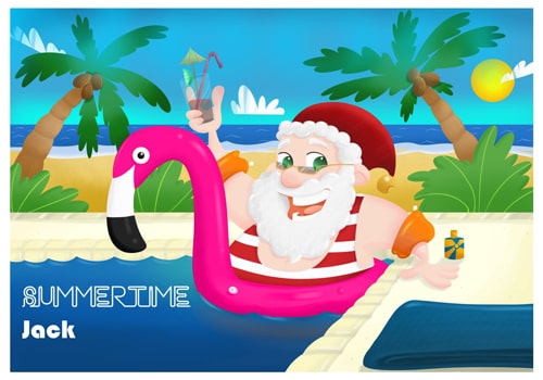 Santa Holiday Flamingo Postcard - Going on holiday