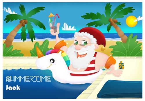 Santa Holiday Unicorn Postcard - Been on holiday