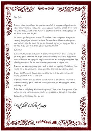 Home School - Authentic in White - Personalised Santa Letter Background