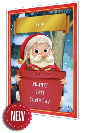 Birthday Card - Red - 2021 - Personalised Santa Letter Background