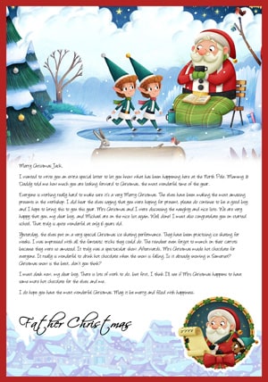 Santa enjoying hot chocolate - Personalised Santa Letter Background