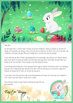 Easter Bunny Hiding Eggs - Personalised Santa Letter Background
