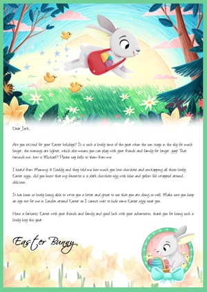 Easter Bunny Jumping - Personalised Easter Bunny Letter Background