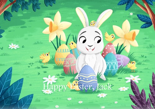 Easter - Postcard Rabbit Sitting - Personalised Santa Letter Background