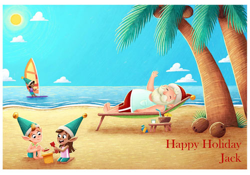 Beach Relaxing - No holiday - Personalised Santa Letter Background