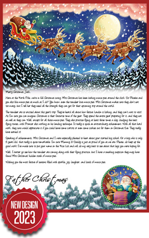 Reindeer training with Santa - Personalised Santa Letter Background