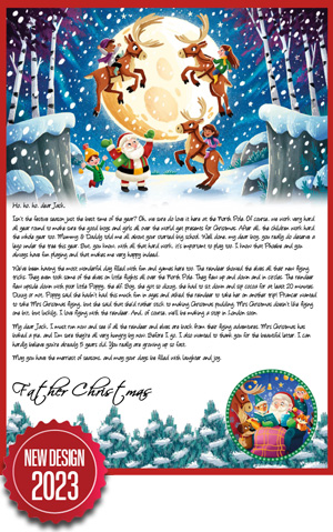 Playing with the reindeers with Santa - Personalised Santa Letter Background