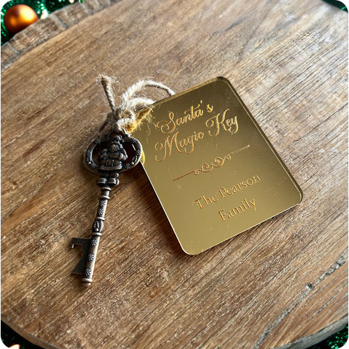 Santa Magic Key - Mirrored Gold - Personalised Santa Letter Background