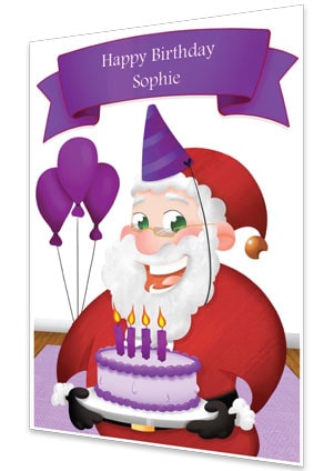Birthday Card - Purple - Personalised Santa Letter Background