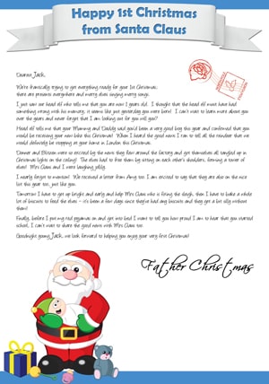1st Christmas - Blue - Personalised Santa Letter Background