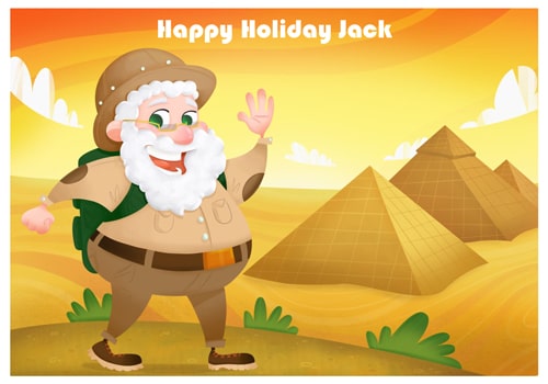 Santa Holiday Pyramid Postcard - Going on holiday - Personalised Santa Letter Background