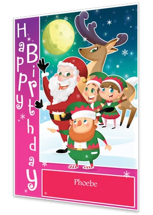 Birthday Card - Pink - 2018 - Personalised Santa Letter Background