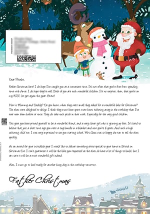 Letter From Santa - Santa outside with the snowman