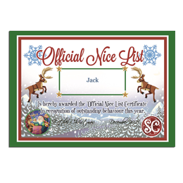 Every child deserves to receive a personalised Nice List Certificate