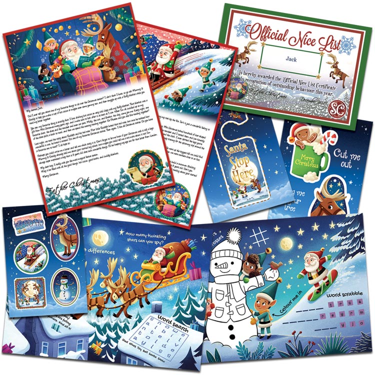 Personalised Santa Letter, Nice List Certificate & Activity Pack